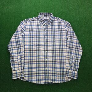 J.Crew Homespun Shirt Mens XL Blue Plaid Slim Fit Plaid Button Down Preppy Style